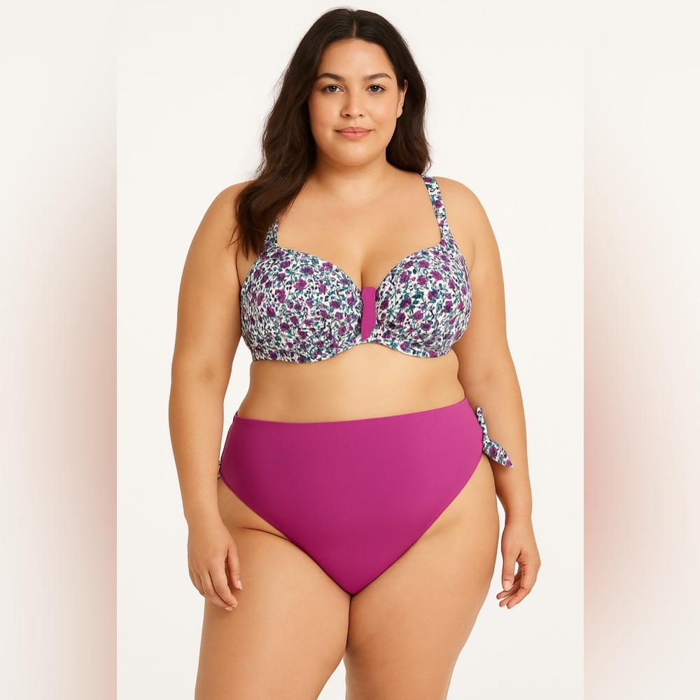 Swimsuits For All Floral Underwire Bikini Set – Size 44DD Top / 20 Bottom